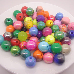 Wholesale 50pcs 8mm Plastic Resin Stripes Round Loose Beads
